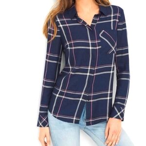 WHBM Plaid Button Down Casual Shirt